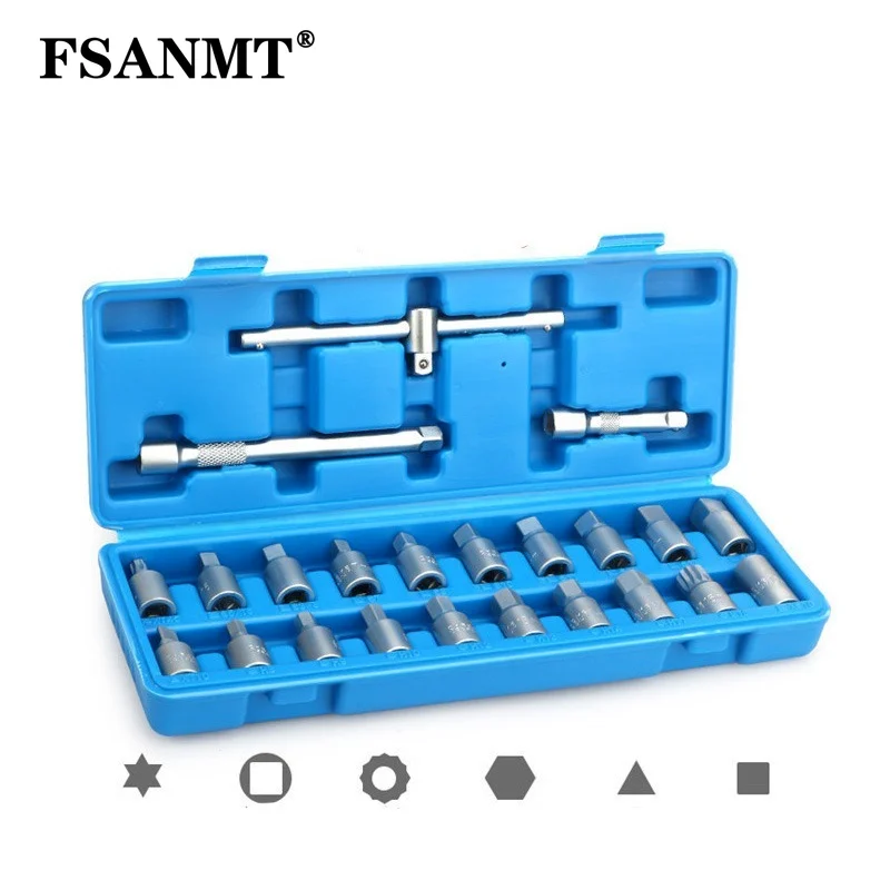 23pc Oil Drain Sump Plug Socket Damaged Bolt Nut Screw Remover Extractor Socket Tool Kit Removal Set Screw Removal Socket Wrench
23pc Oil Drain Sump Plug Socket Damaged Bolt Nut Screw Remover Extractor Socket Tool Kit Removal Set Screw Removal Socket Wrench