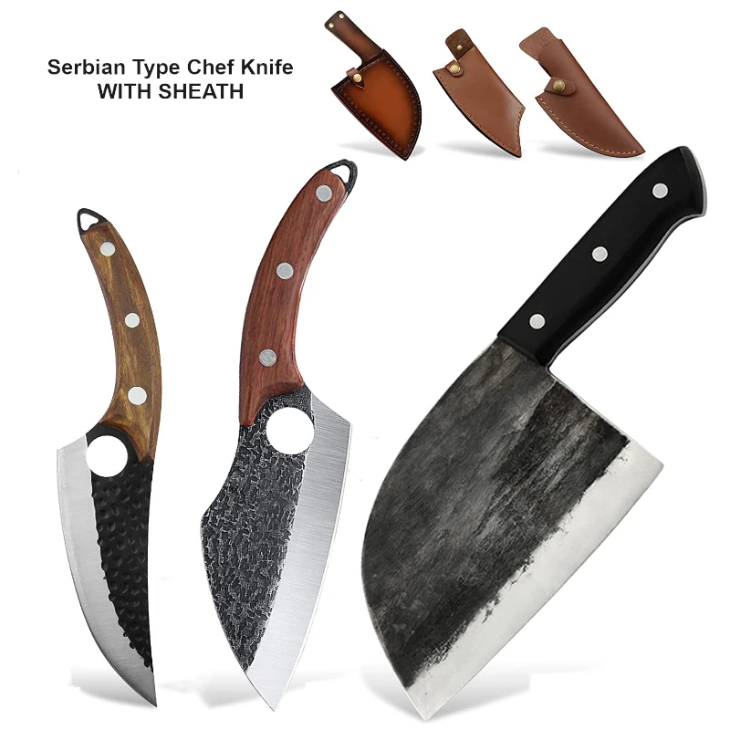 Serbian Type Hunting Knife Forged Cleaver Kitchen Butcher Boning Knife With Sheath Utility Kitchen Knives Cooking Tools
Serbian Type Hunting Knife Forged Cleaver Kitchen Butcher Boning Knife With Sheath Utility Kitchen Knives Cooking Tools