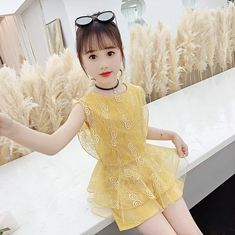 Summer Girls Fashionable Suit New Korean Version Of Lace Summer Casual Sleeveless Top + Shorts Tide Suitable For 3-13 Years
Summer Girls Fashionable Suit New Korean Version Of Lace Summer Casual Sleeveless Top + Shorts Tide Suitable For 3-13 Years