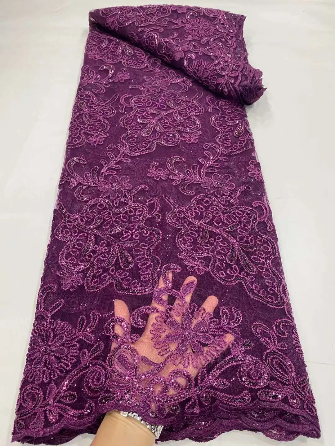 high quality african lace fabric 2022 embroidery french net lace with sequins for Nigerian big occasional DPG1-20
high quality african lace fabric 2022 embroidery french net lace with sequins for Nigerian big occasional DPG1-20