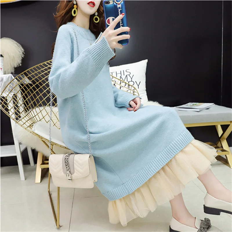 Winter Autumn Thick Knitted Sweater Dress Women Loose Blue Black Khaki Jumper Ladies Long Sleeve Knit Pullover Tops Female
Winter Autumn Thick Knitted Sweater Dress Women Loose Blue Black Khaki Jumper Ladies Long Sleeve Knit Pullover Tops Female