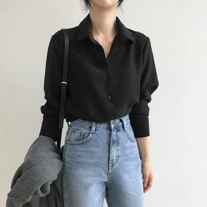 Korean Version Loose Slimming Base Shirt, Professional OL Top, Black, New, Autumn, 2023
Korean Version Loose Slimming Base Shirt, Professional OL Top, Black, New, Autumn, 2023