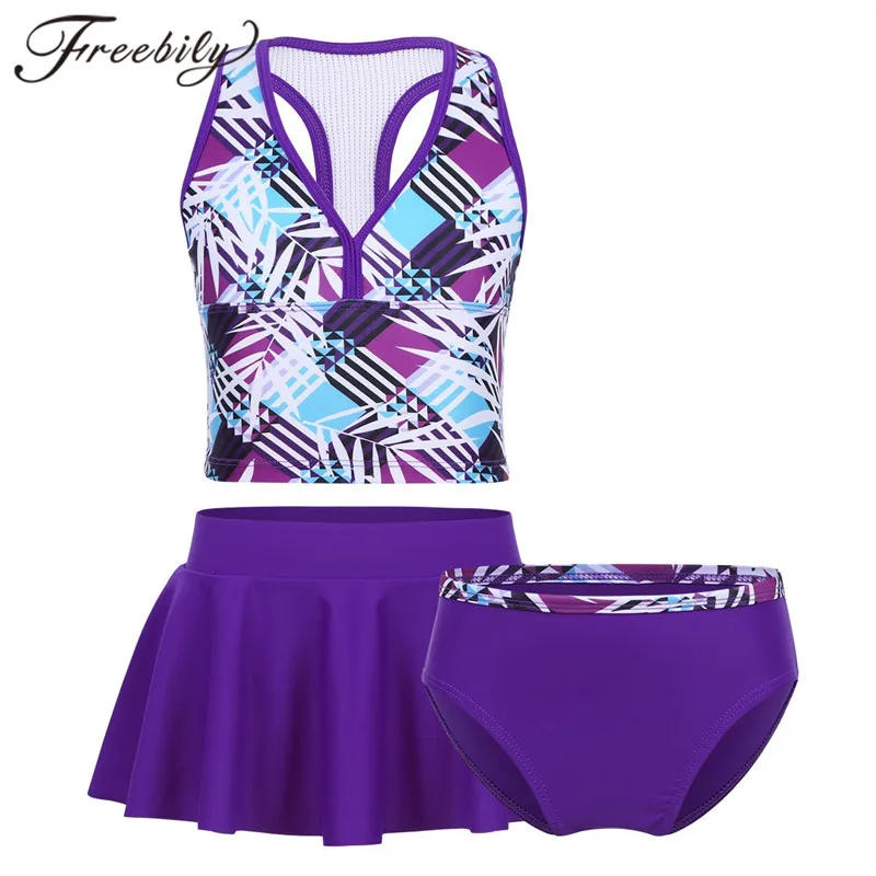 Freebily 4-14Y Kids Teens Tankini Swimsuit Girls Swimwear Bathing Suit Plaid Crop Top with Bottoms Skirt Children Bikini Set
Freebily 4-14Y Kids Teens Tankini Swimsuit Girls Swimwear Bathing Suit Plaid Crop Top with Bottoms Skirt Children Bikini Set