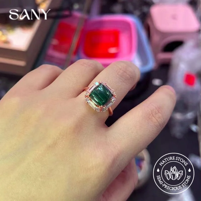 Natural Malachite Cushion Cut Ring Adjustable With Rectangular Zircon Halo Brass Rose Gold Plated for Women
Natural Malachite Cushion Cut Ring Adjustable With Rectangular Zircon Halo Brass Rose Gold Plated for Women