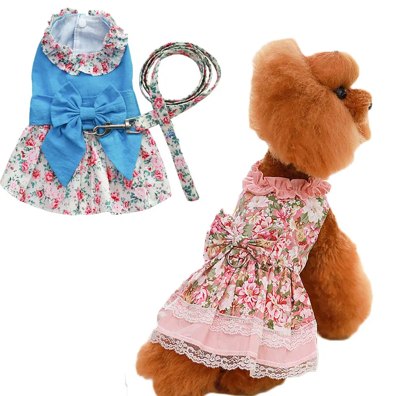 Bowknot Dog Dress Floral Pet Dog Clothes Summer Lace Collar Dog Dresses With Leash Set Princess Girl Weeding Dresses Puppy Skirt
Bowknot Dog Dress Floral Pet Dog Clothes Summer Lace Collar Dog Dresses With Leash Set Princess Girl Weeding Dresses Puppy Skirt