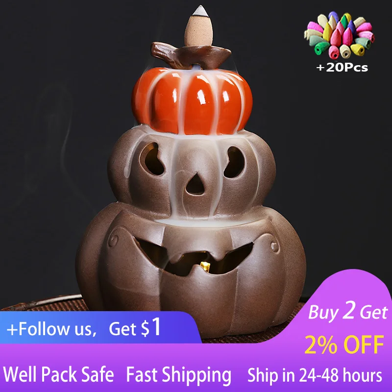 Ceramic gift backflow incense burner creative North American LED lamp pumpkin backflow incense burner ornament
Ceramic gift backflow incense burner creative North American LED lamp pumpkin backflow incense burner ornament