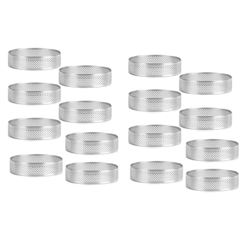 16 Pack Stainless Steel Tart Rings, Heat-Resistant Perforated Cake Mousse Ring,Cake Ring Mold,Round Cake Baking Tools
16 Pack Stainless Steel Tart Rings, Heat-Resistant Perforated Cake Mousse Ring,Cake Ring Mold,Round Cake Baking Tools