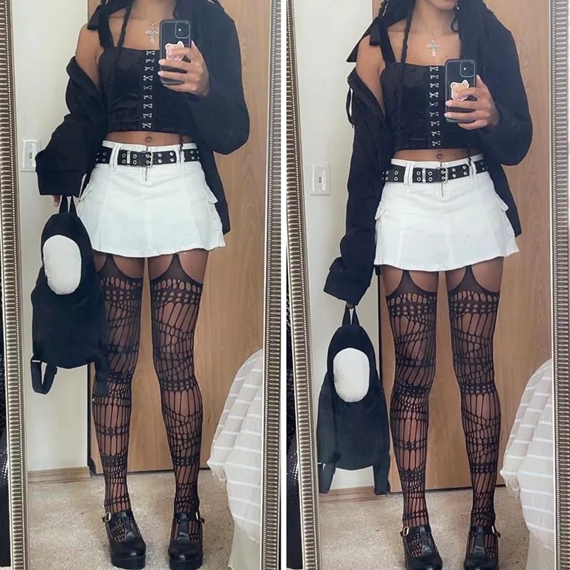 New Gothic Black Long Sexy Fishnet Stockings Women Harajuku Hollow Alternative Mesh Tights Thigh High Full Body Garters Hosiery
New Gothic Black Long Sexy Fishnet Stockings Women Harajuku Hollow Alternative Mesh Tights Thigh High Full Body Garters Hosiery