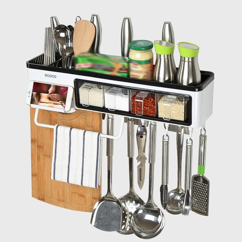 ECOCO Kitchen Shelf Storage Rack Wall Mounted Kitchen Holder Organizer Multifunctional Seasoning Box For Knife Holder
ECOCO Kitchen Shelf Storage Rack Wall Mounted Kitchen Holder Organizer Multifunctional Seasoning Box For Knife Holder