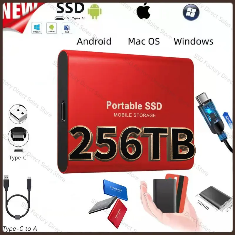 2023 Portable 256TB Disco Duro Externo USB 3.1 Type-C M.2 SSD External Hard Drive 2TB 4TB Flash Drive 8TB Hard Disks for Laptops
2023 Portable 256TB Disco Duro Externo USB 3.1 Type-C M.2 SSD External Hard Drive 2TB 4TB Flash Drive 8TB Hard Disks for Laptops