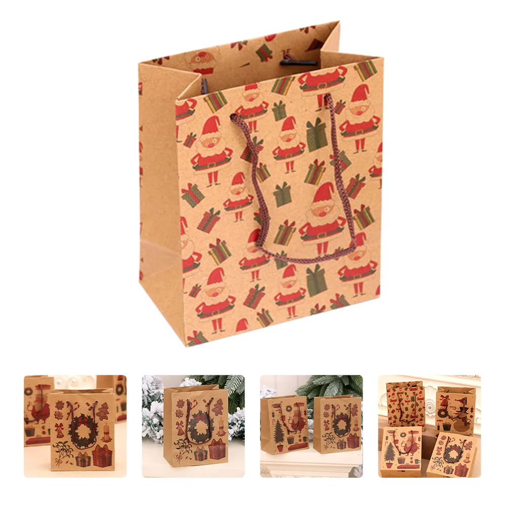 

12 шт. рождественские пакеты для пищи, печенья, Подарочный упаковочный пакет, пакет из крафт-бумаги (случайный стиль)
