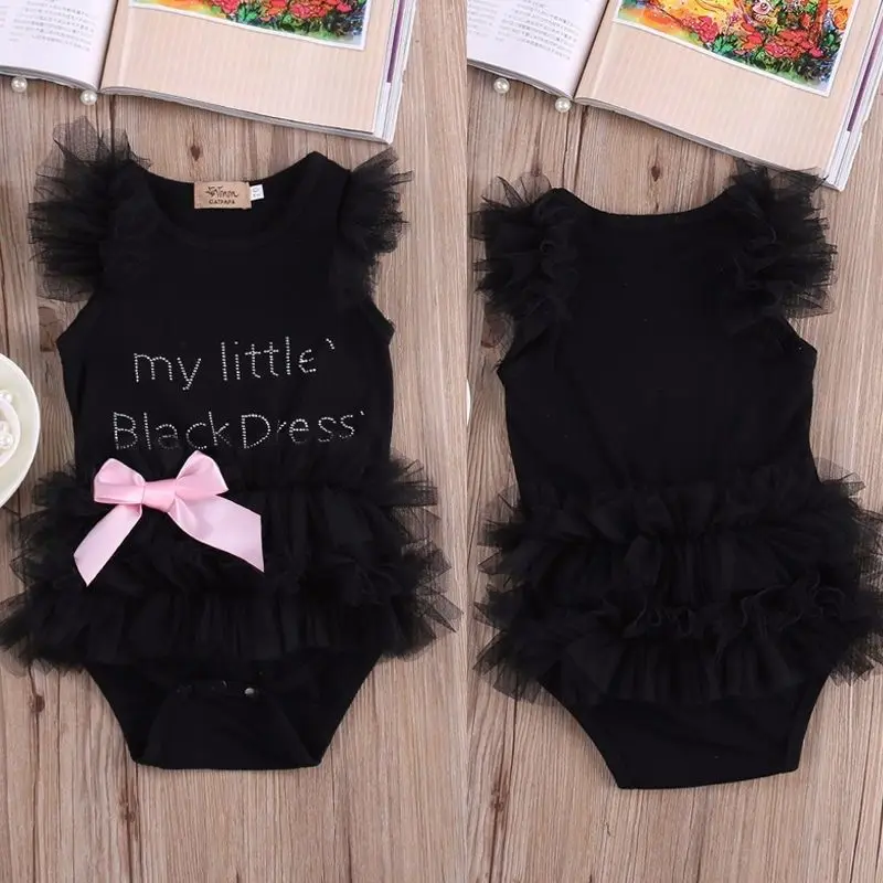 Baby Girl Letter Bodysuit Cute Bow Ruffle Romper Black Sleeveless Jumpsuit 0-18M Newborn Infant Toddler Summer Casual Outfits
Baby Girl Letter Bodysuit Cute Bow Ruffle Romper Black Sleeveless Jumpsuit 0-18M Newborn Infant Toddler Summer Casual Outfits