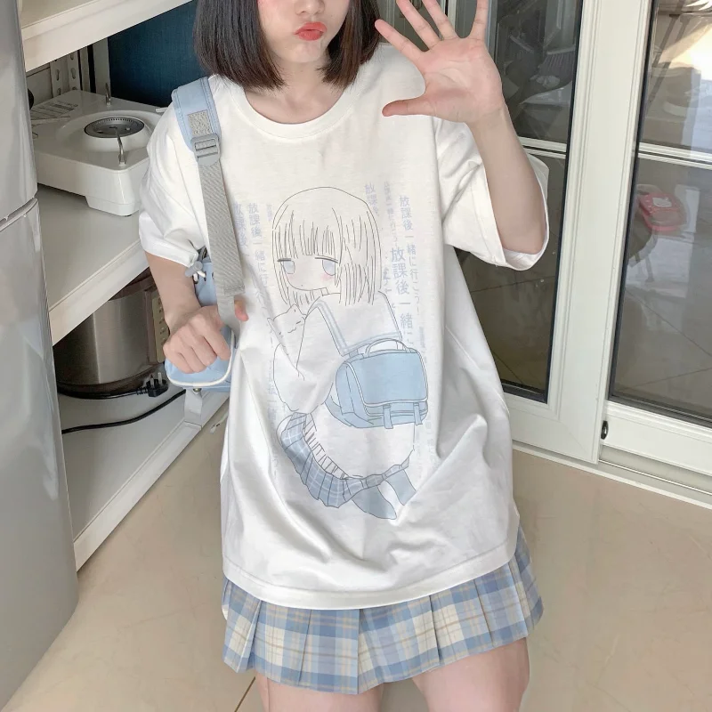 Deeptown Kawaii Anime Women T-shirts Harajuku Cute Graphic Top for Girls White Sweet Japanese Style Fashion Female Tees Loose
Deeptown Kawaii Anime Women T-shirts Harajuku Cute Graphic Top for Girls White Sweet Japanese Style Fashion Female Tees Loose