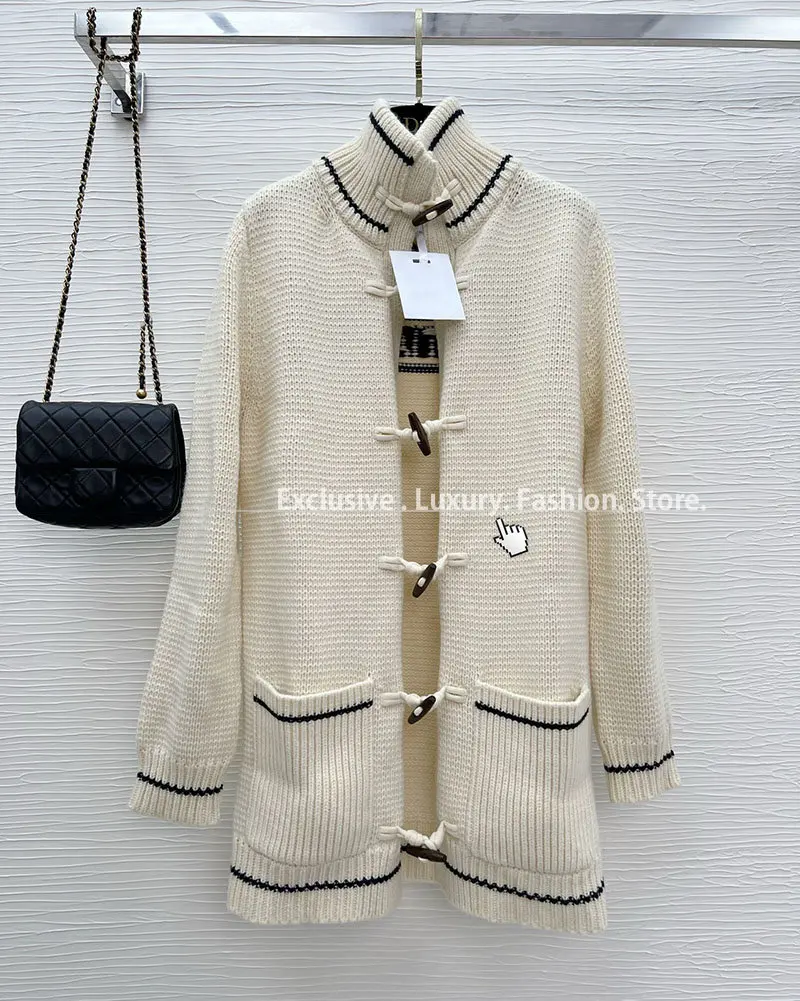 Best Version Luxury Brand Letter Logoed Fall knitted Cardigan Wool Cashmere Blended Horn Button Women Long Cardigans sweater S-L
Best Version Luxury Brand Letter Logoed Fall knitted Cardigan Wool Cashmere Blended Horn Button Women Long Cardigans sweater S-L