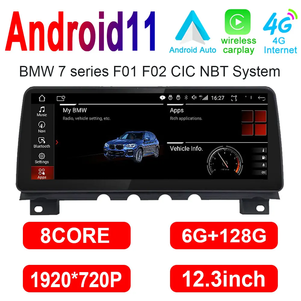 12,3 "Android 11 для BMW серий 7 F01 F02 CIC NBT система Радио Беспроводной автомобильный стерео GPS навигатор мультимедиа
12,3 "Android 11 для BMW серий 7 F01 F02 CIC NBT система Радио Беспроводной автомобильный стерео GPS навигатор мультимедиа
