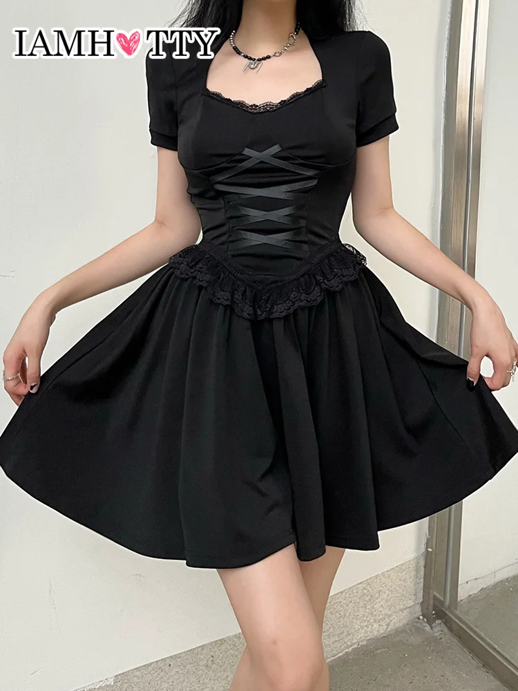 IAMHOTTY перекрестный бандажный корсет лоскутное платье темная Академия черный с коротким рукавом трапециевидной формы
IAMHOTTY перекрестный бандажный корсет лоскутное платье темная Академия черный с коротким рукавом трапециевидной формы