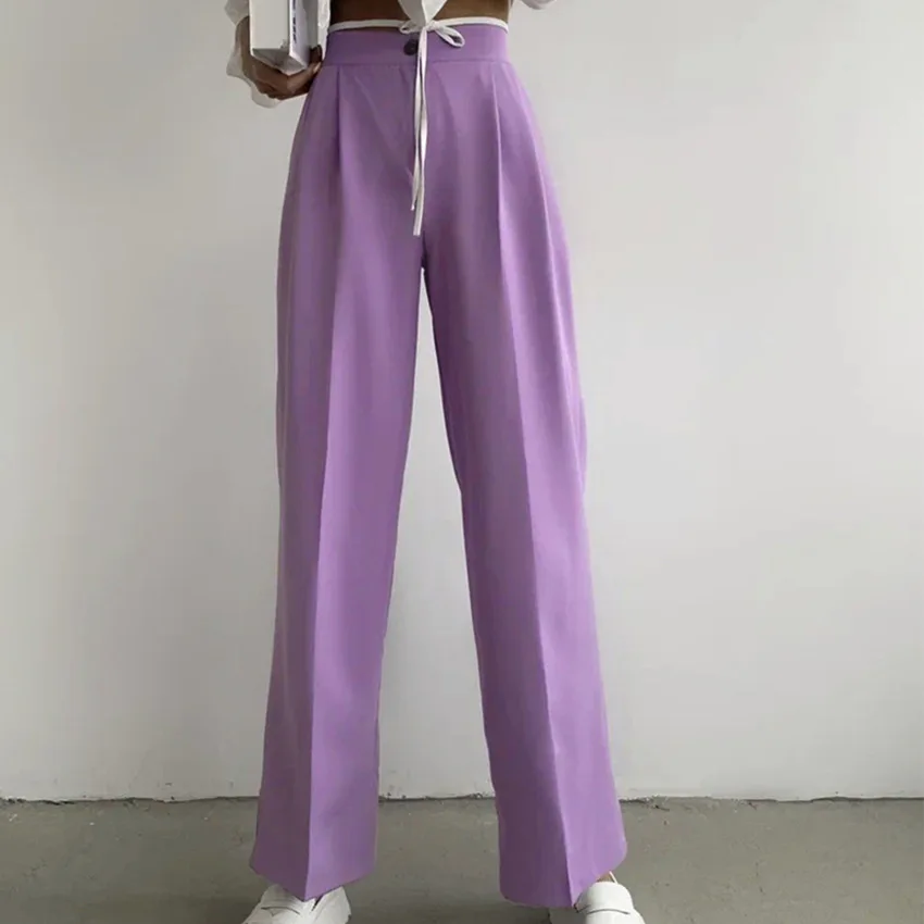 Purple Office Women's Pants Summer Fashion Full Length Pants Ladies Elegant Loose High Waist Wide Straight Trousers Clothing
Purple Office Women's Pants Summer Fashion Full Length Pants Ladies Elegant Loose High Waist Wide Straight Trousers Clothing