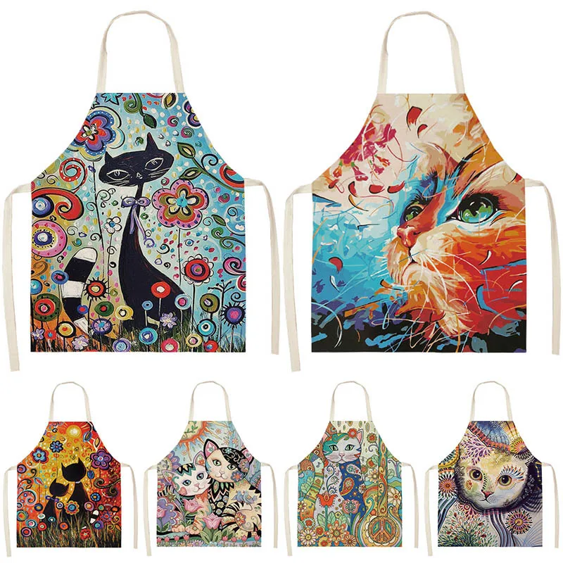 1 Set Cute Cat Colorful Printed Kitchen Aprons For Women Adults Home 53*65cm Cotton Linen Home Cleaning Cooking Delantal Cocina 
1 Set Cute Cat Colorful Printed Kitchen Aprons For Women Adults Home 53*65cm Cotton Linen Home Cleaning Cooking Delantal Cocina