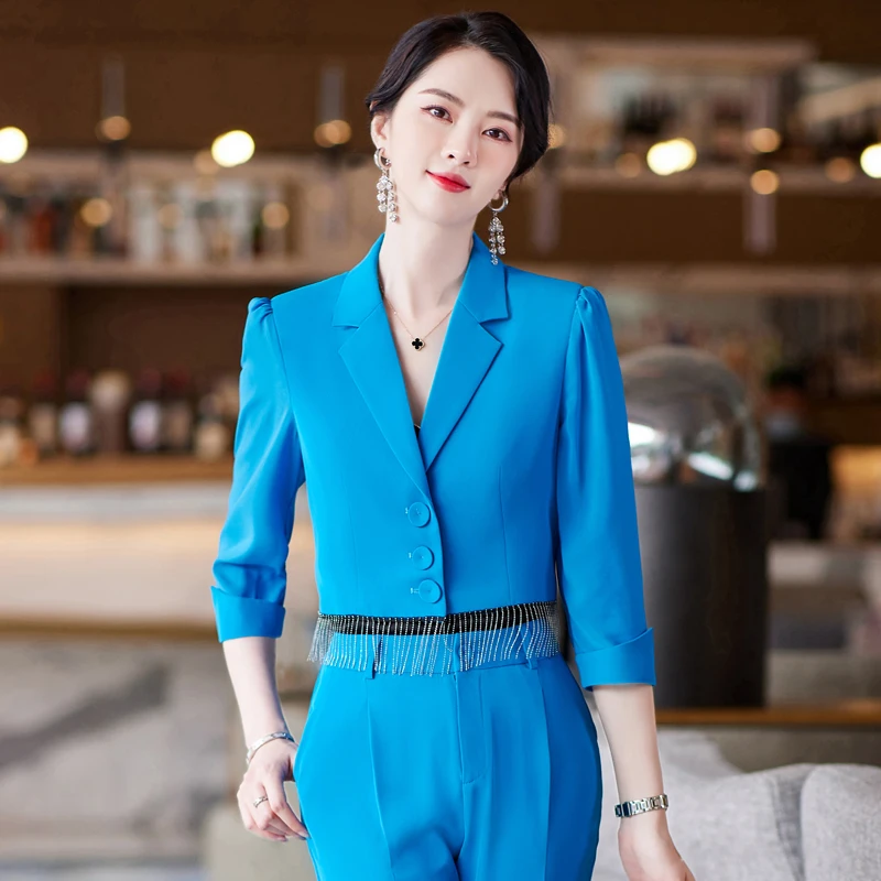 Korean spring suit large size office women business white-collar formal professional dress work clothes Light blue suit pants
Korean spring suit large size office women business white-collar formal professional dress work clothes Light blue suit pants