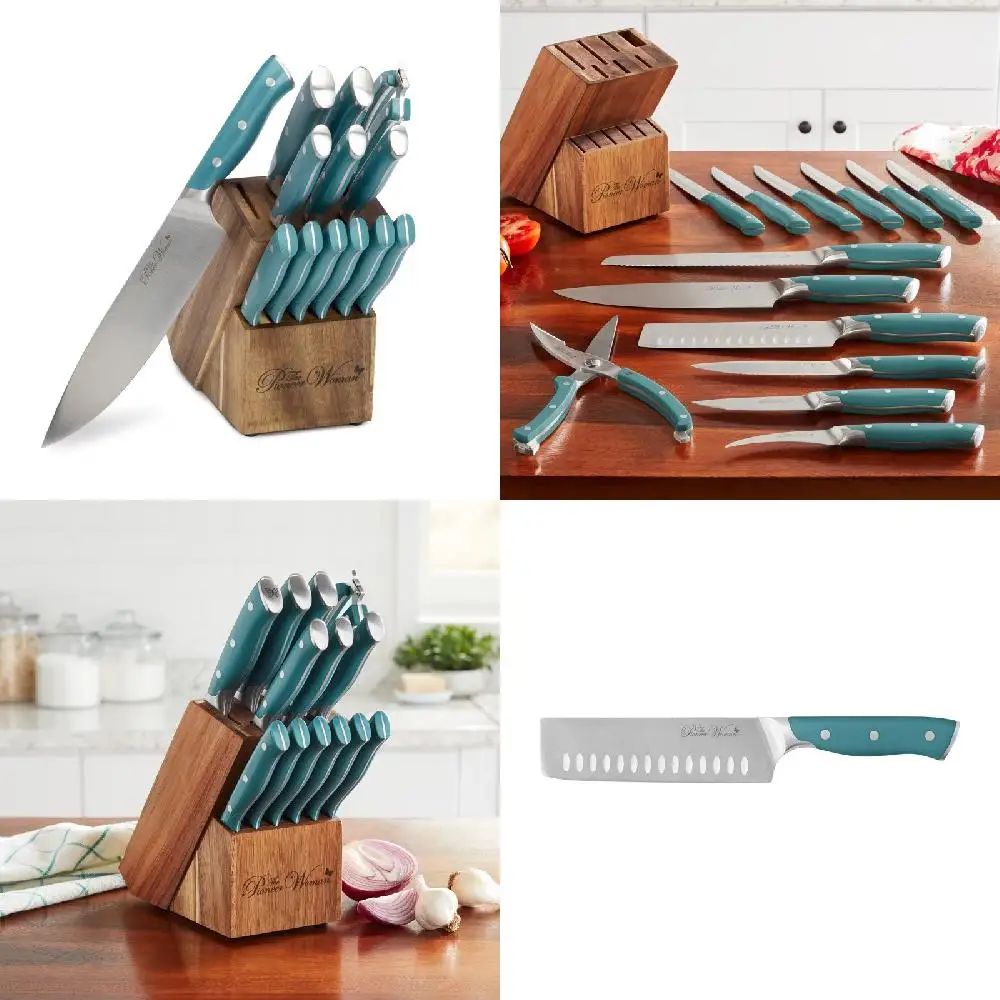 Stunningly Sharp, Ergonomic, Safe and Easy 14-Piece Teal Stainless Steel Knife Block Set - Perfect for Your Kitchen Slicing Need
Stunningly Sharp, Ergonomic, Safe and Easy 14-Piece Teal Stainless Steel Knife Block Set - Perfect for Your Kitchen Slicing Need
