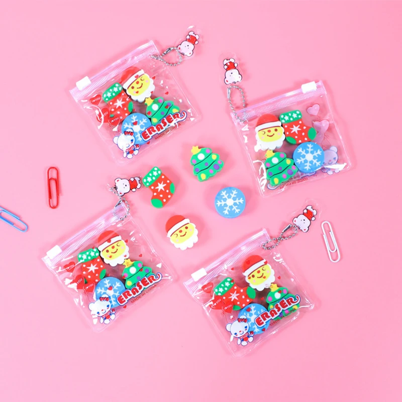 4pcs Mini Erasers Kawaii Santa Chrismats Tree Pencil Eraser Holiday New Year Kids Praise Gift Correction Tool Office Supplies
4pcs Mini Erasers Kawaii Santa Chrismats Tree Pencil Eraser Holiday New Year Kids Praise Gift Correction Tool Office Supplies
