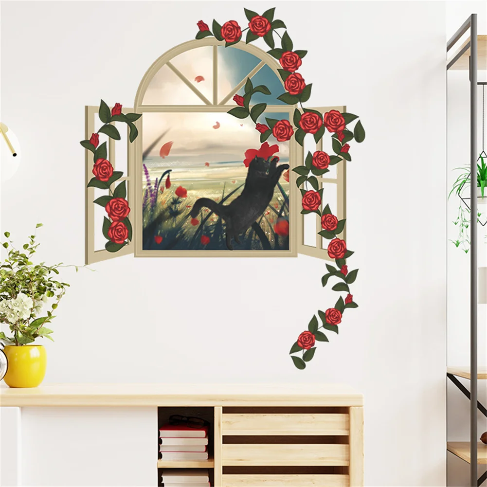 Self-Adhesive Wall Sticker Rose Cat Wall Decals Creative Wall Sticker For Bedroom Room Porch Home Home Decor
Self-Adhesive Wall Sticker Rose Cat Wall Decals Creative Wall Sticker For Bedroom Room Porch Home Home Decor
