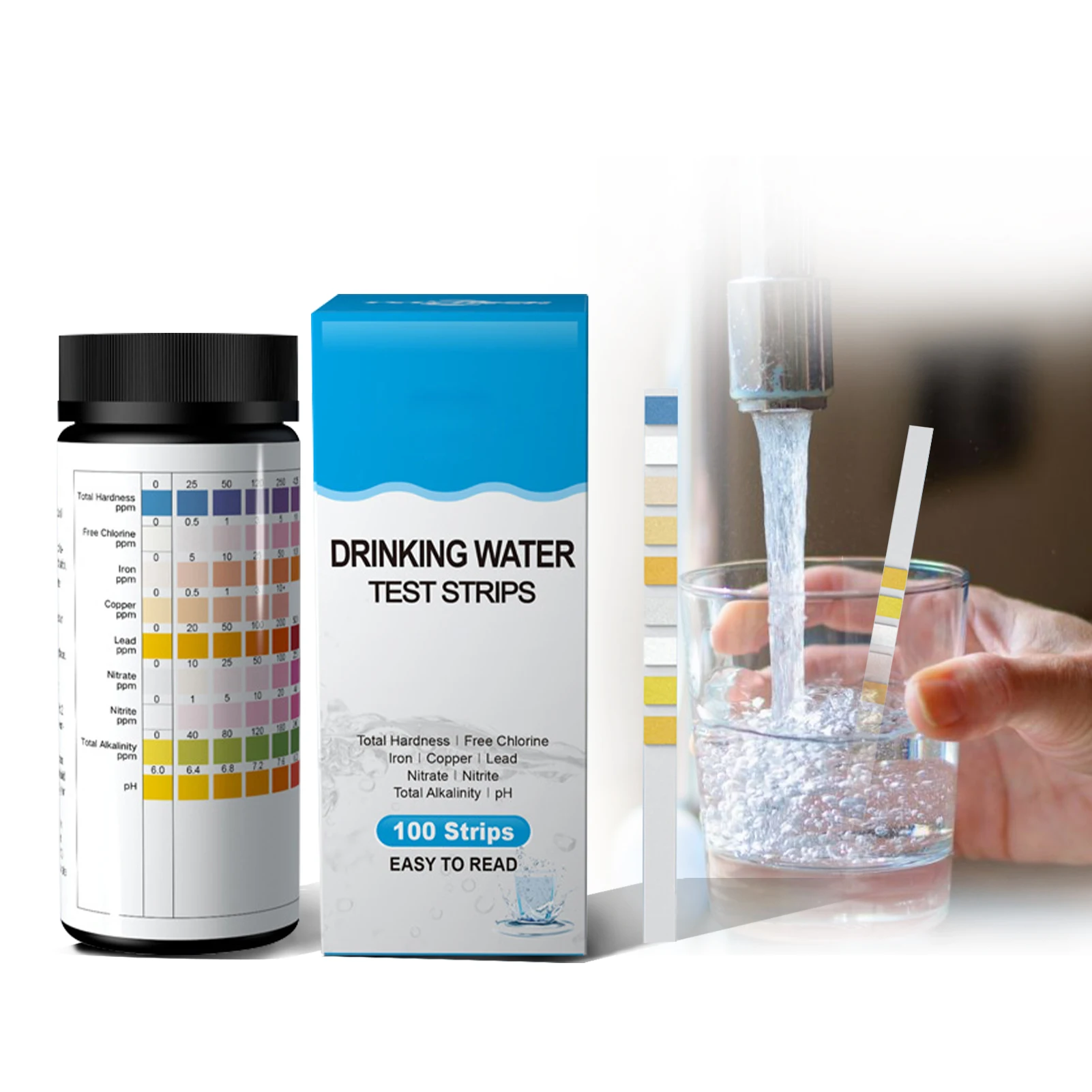 100pc Multipurpose 9 in 1 PH Test Strips Pool and Drinking water Tester Paper for Free Chlorine Free Bromine pH Total Alkali Har
100pc Multipurpose 9 in 1 PH Test Strips Pool and Drinking water Tester Paper for Free Chlorine Free Bromine pH Total Alkali Har