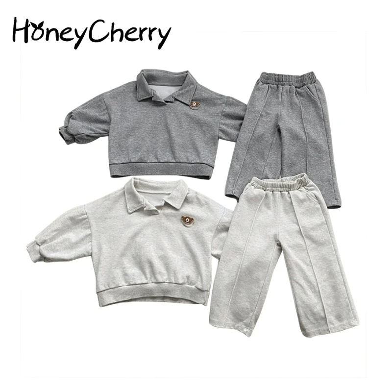 HoneyCherry Autumn Solid Color Cartoon Lapel Sweater Set Children's Long Sleeve Sports Two-piece Set baby girl outfit set
HoneyCherry Autumn Solid Color Cartoon Lapel Sweater Set Children's Long Sleeve Sports Two-piece Set baby girl outfit set