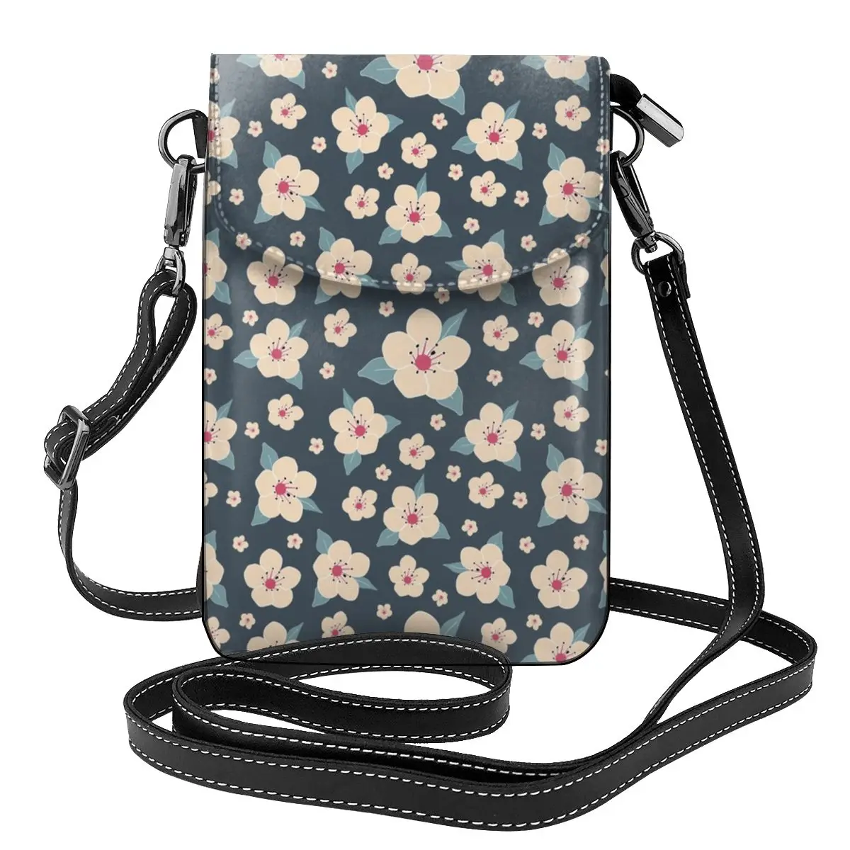 

Dark Blossom Flower Shoulder Bag Cherry Peach Floral Fashion Aesthetic Women Bags Leather Shopping Female Purse