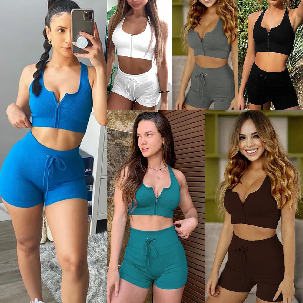 Coutour Tracksuit 2021 Europe And America Seamless Yoga Fitness Clothing Vest Shorts Set Draws Rope Zipper New Women's Suit
Coutour Tracksuit 2021 Europe And America Seamless Yoga Fitness Clothing Vest Shorts Set Draws Rope Zipper New Women's Suit