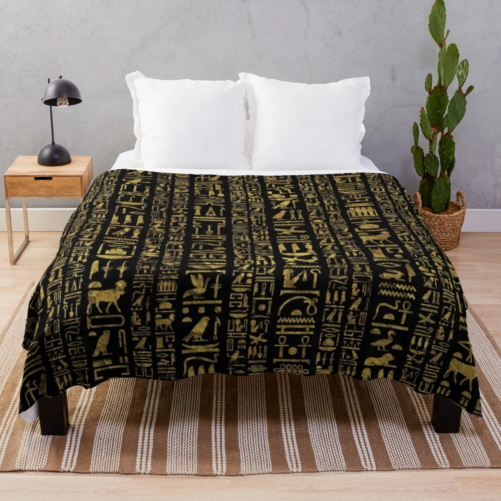 Egyptian hieroglyphs vintage gld on black Throw Blanket Sofa quilt luxury designer blanket
Egyptian hieroglyphs vintage gld on black Throw Blanket Sofa quilt luxury designer blanket