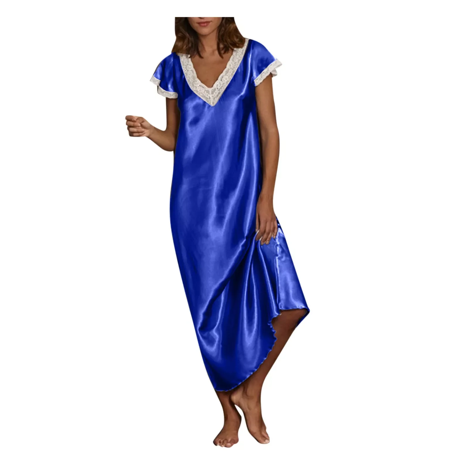 Womens V Neck Lace Nightgowns Homewear Pajamas Long Dress Nightgowns Sleepwear Summer Short Sleeve Bathrobe Nightdress
Womens V Neck Lace Nightgowns Homewear Pajamas Long Dress Nightgowns Sleepwear Summer Short Sleeve Bathrobe Nightdress
