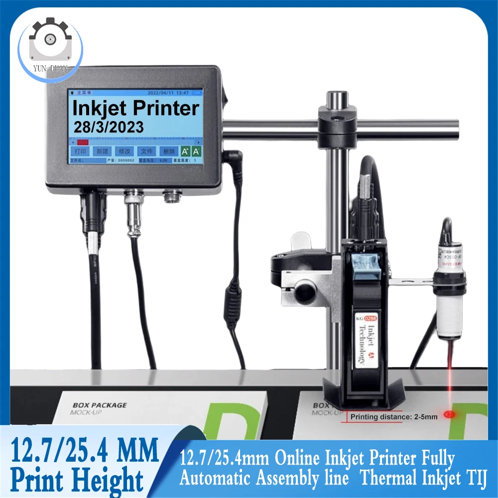 12.7/25.4mm Online Inkjet Printer Fully Automatic Assembly line Thermal Inkjet TIJ Automatic Coding Machine Date Barcode QR Code
12.7/25.4mm Online Inkjet Printer Fully Automatic Assembly line Thermal Inkjet TIJ Automatic Coding Machine Date Barcode QR Code