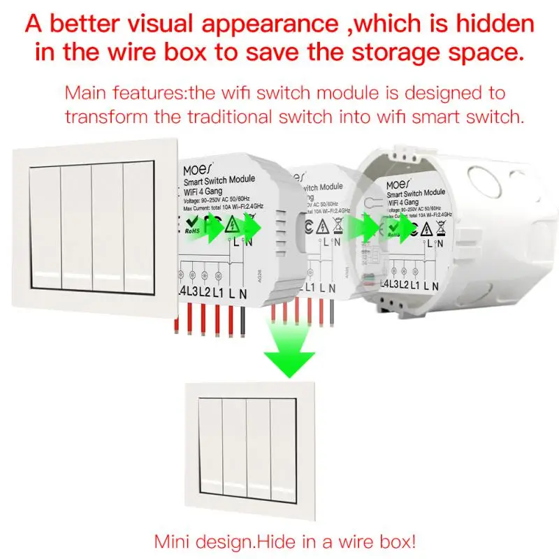 Wifi 4 Gang Breaker 10a 2 Way Control Wireless Remote Control Work With Alexa Google Home Tuya Smart Smart Home Mini Diy Module
Wifi 4 Gang Breaker 10a 2 Way Control Wireless Remote Control Work With Alexa Google Home Tuya Smart Smart Home Mini Diy Module
