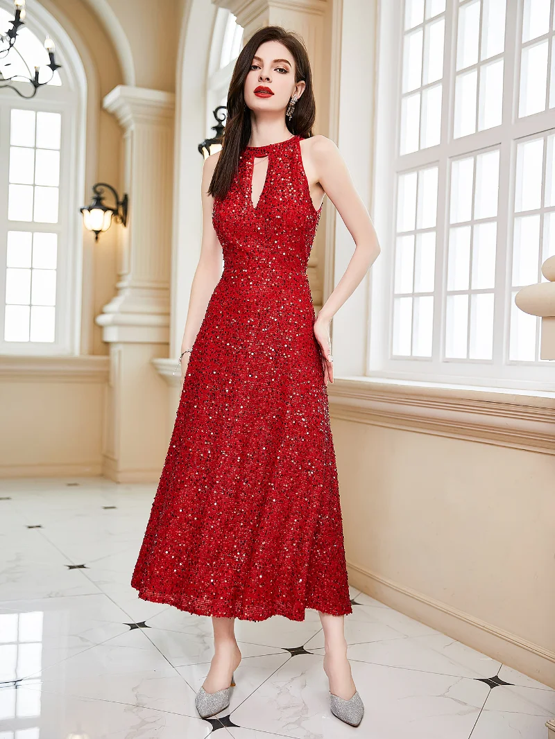 Elegant Fashion Sleeveless O Neck High Waist Backless Sequins Cocktail Party Long Dress Prom Women Sexy Corset Evening Dress
Elegant Fashion Sleeveless O Neck High Waist Backless Sequins Cocktail Party Long Dress Prom Women Sexy Corset Evening Dress