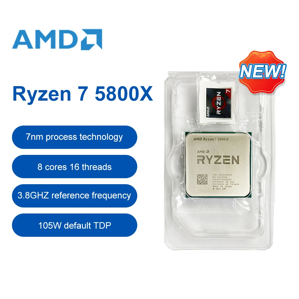 AMD New Ryzen 7 5800X R7 5800X 3.8 GHz 8-Core 16-Thread CPU Processor 7NM L3=32M Socket AM4 Office Desktop Processor Accessories
AMD New Ryzen 7 5800X R7 5800X 3.8 GHz 8-Core 16-Thread CPU Processor 7NM L3=32M Socket AM4 Office Desktop Processor Accessories