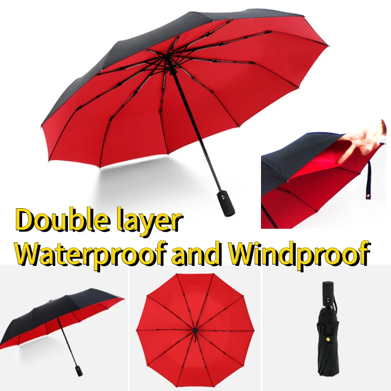 Windproof Strong 10 Bone Double Layer Reinforced Automatic Folding Umbrella Waterproof Sunproof Uv Sunny Rainy Umbrella for Men
Windproof Strong 10 Bone Double Layer Reinforced Automatic Folding Umbrella Waterproof Sunproof Uv Sunny Rainy Umbrella for Men