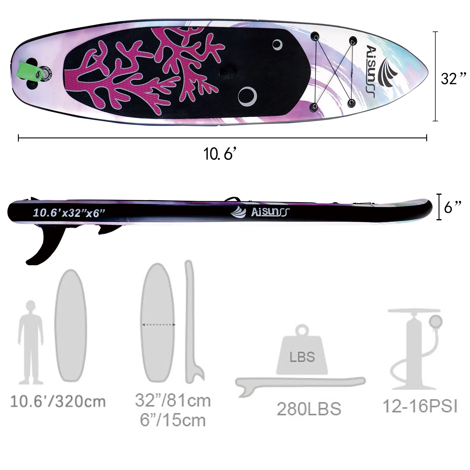 New Product Promotion 10’6” Surfboard Inflatable Stand Up Sup Paddle Board with Paddle Pump Backpack Repair Kit Leash Fin
New Product Promotion 10’6” Surfboard Inflatable Stand Up Sup Paddle Board with Paddle Pump Backpack Repair Kit Leash Fin
