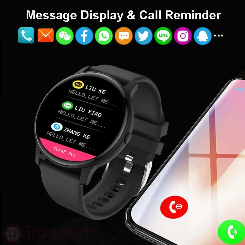 Full Touch Smart Watch Men Women Smartwatch Electronics Clock For Android IOS Fitness Tracker Round Sport Smart-watch TR02 - купить по