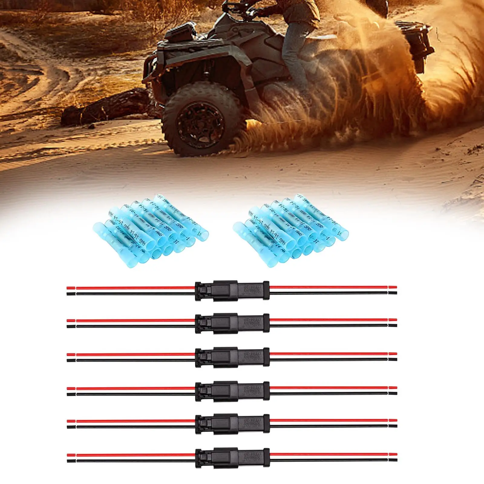 2 Pin DT Pigtail Connector Set Male Female Wire Connectors for Replacement Connectors
2 Pin DT Pigtail Connector Set Male Female Wire Connectors for Replacement Connectors