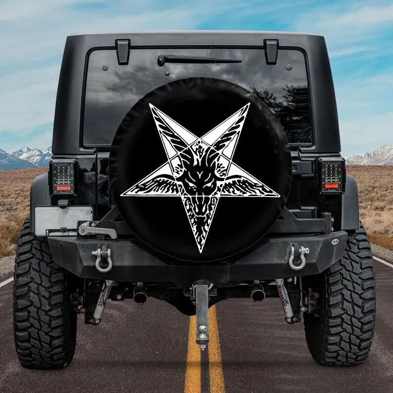 Gothic Spare Tire Cover, Gothic Car Accessory, Pentagram Spare Tire Cover, Tire Cover, Baphomet Car accessories,
Gothic Spare Tire Cover, Gothic Car Accessory, Pentagram Spare Tire Cover, Tire Cover, Baphomet Car accessories,