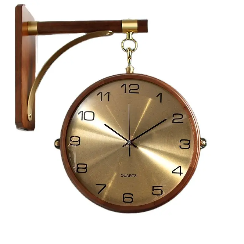 Luxury Double Sided Wall Clock Metal Silent Rotating Solid Wood Watch Modern Large Wall Clocks Home Decor Living Room Decoration
Luxury Double Sided Wall Clock Metal Silent Rotating Solid Wood Watch Modern Large Wall Clocks Home Decor Living Room Decoration