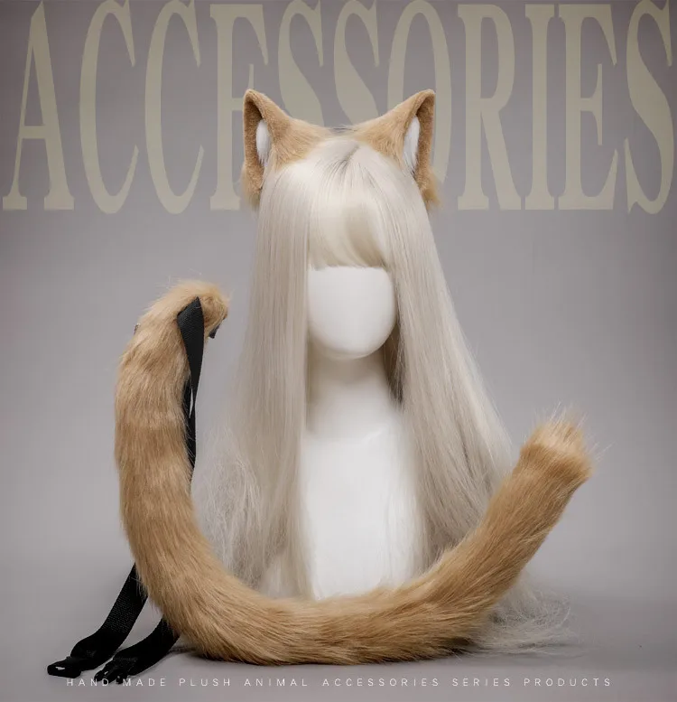 Cosplay Lolita Cat Ear Tail Set Cute Costume Accessories Khaki Adjustable Ear 80cm Tail with Metal Bracket Party Show Prop
Cosplay Lolita Cat Ear Tail Set Cute Costume Accessories Khaki Adjustable Ear 80cm Tail with Metal Bracket Party Show Prop