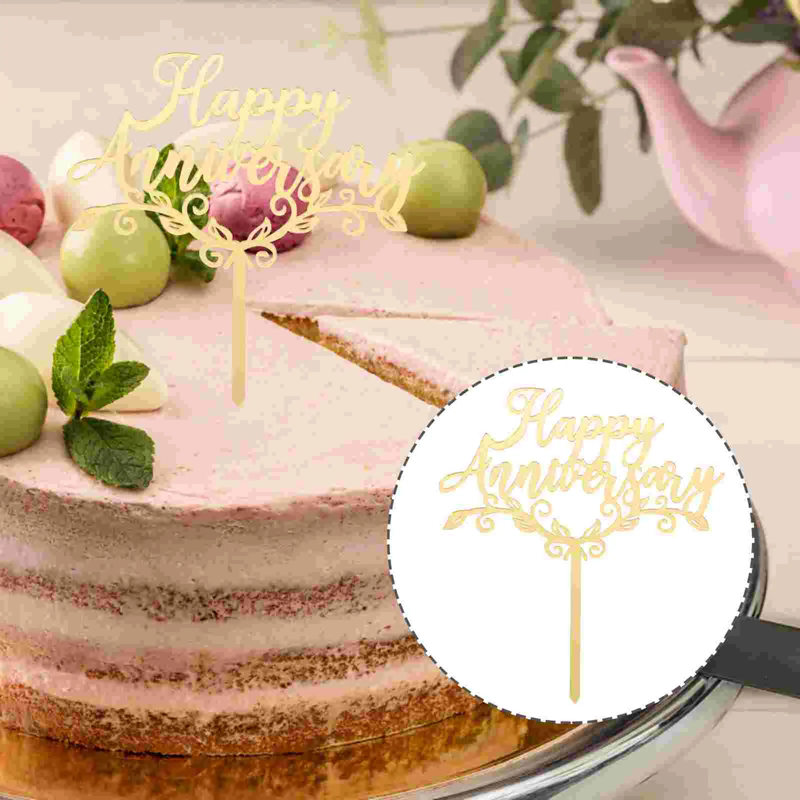 

6 PCS Wedding Memorial Cake Toppers Decoration Decorating Supplies Gold Trim Decorate Ornaments