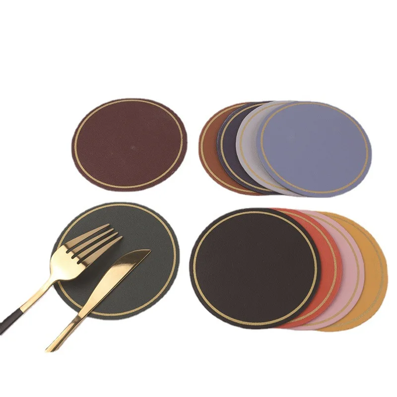 2PCS/ Lot PU Cup Mat Leather Non-slip Heat Insulation Colors Cup Mat Round Gold Rim Coffee Cup Coaster Restaurant Placemat
2PCS/ Lot PU Cup Mat Leather Non-slip Heat Insulation Colors Cup Mat Round Gold Rim Coffee Cup Coaster Restaurant Placemat