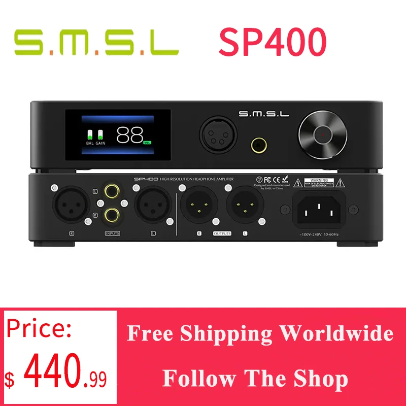 

SMSL SP400 Headphone Amplifier THX AAA 888 Technology Balanced Decoder DAC with XLR RCA Input MQA M400