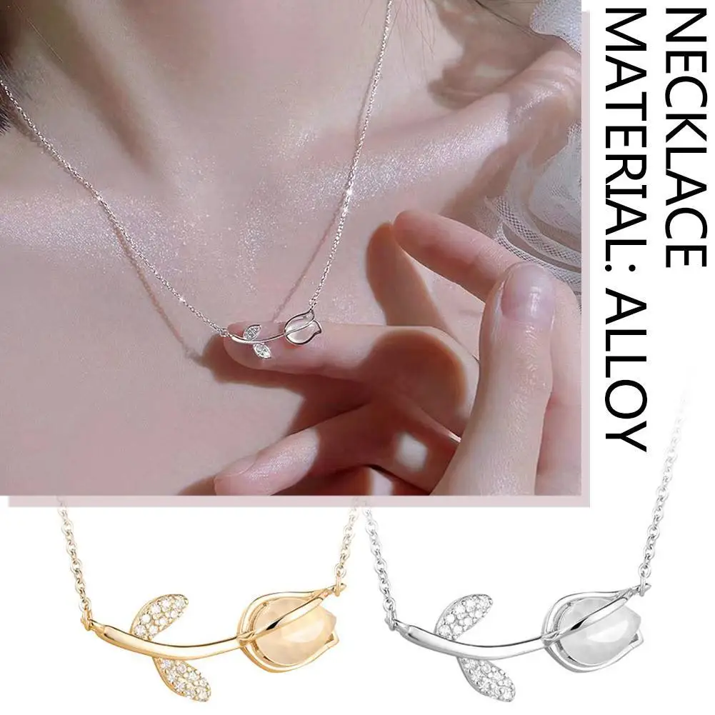 Korean Fashion Tulip Necklace Cold Wind Cat's Eye Stone Pendant Elegant Style Collar Chain Birthday Gift Jewelry Decoration
Korean Fashion Tulip Necklace Cold Wind Cat's Eye Stone Pendant Elegant Style Collar Chain Birthday Gift Jewelry Decoration