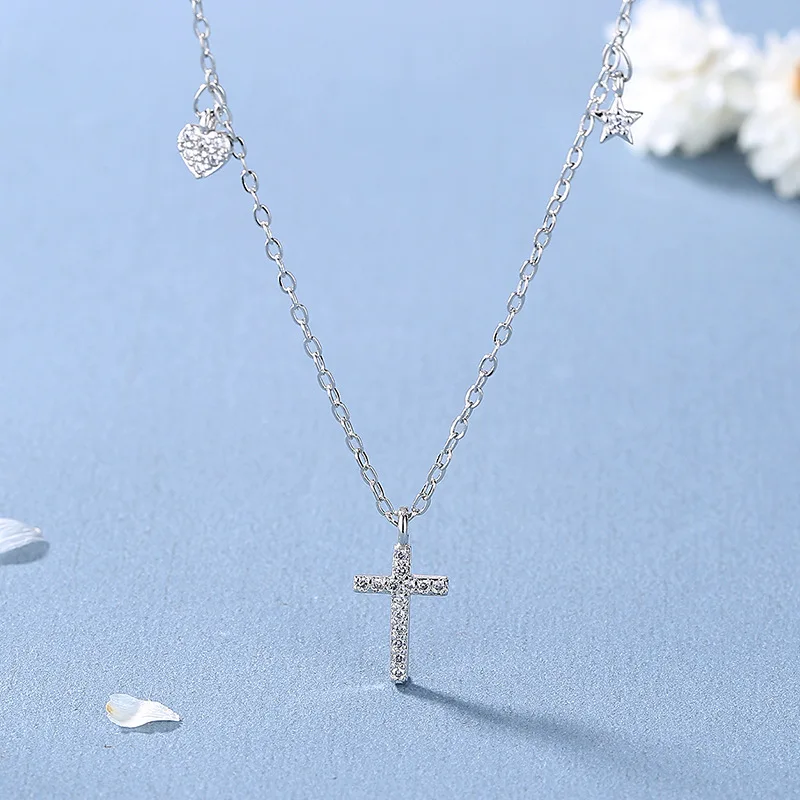 KOFSAC Light Luxury Cross Moon Heart Pendant Necklace For Women Fashion S925 Silver Jewelry Charm Female Clavicular Chain
KOFSAC Light Luxury Cross Moon Heart Pendant Necklace For Women Fashion S925 Silver Jewelry Charm Female Clavicular Chain