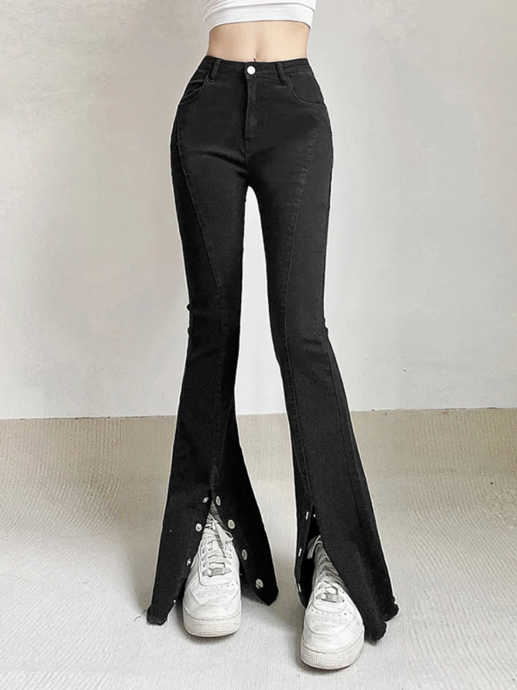 Autumn New Women's Wear Solid Color Black Slim High Waist Fashion Leisure Straight Pants Slit Micro La Pants Women Clothing
Autumn New Women's Wear Solid Color Black Slim High Waist Fashion Leisure Straight Pants Slit Micro La Pants Women Clothing