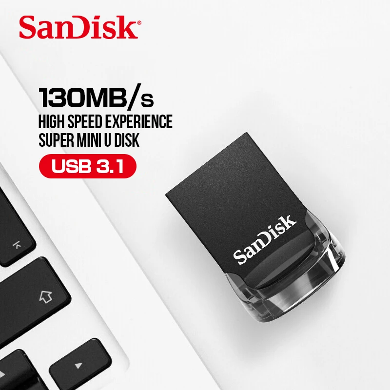 

SanDisk Fit USB Flash Drive 64GB 128GB CZ430 16GB 32GB Mini USB Pen Drive 3.1 Up to 130MB/S Pendrive High Speed USB3.1 USB Stick